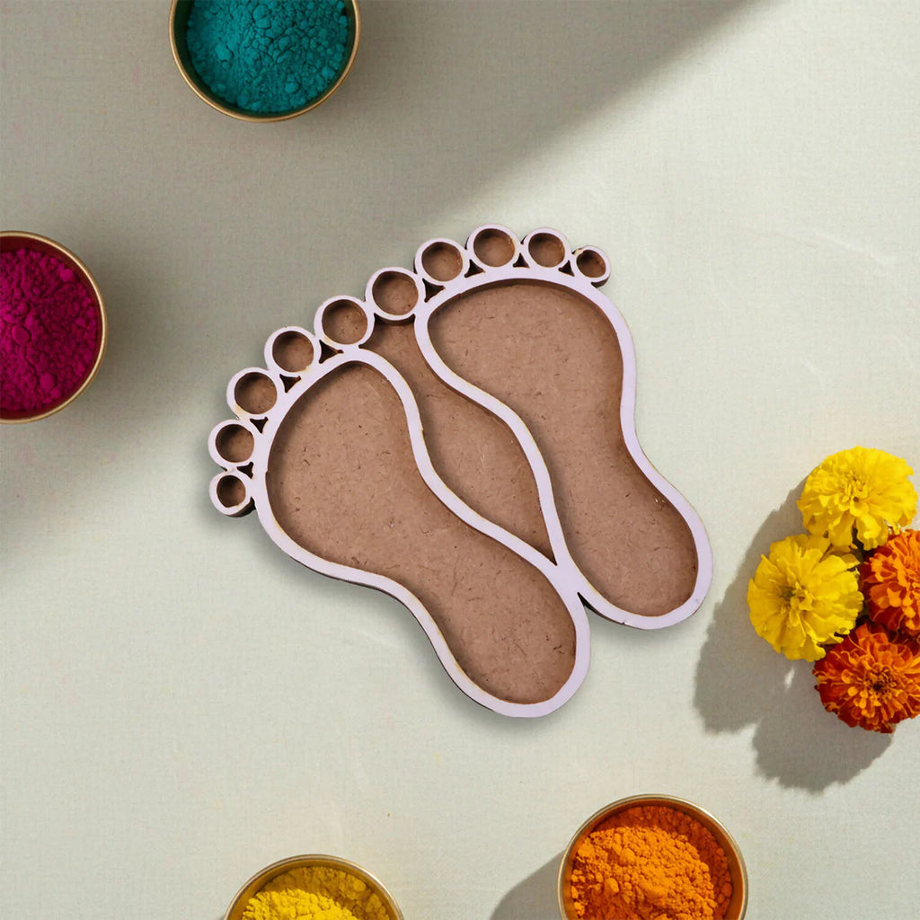 DropKart | ✨ Lakshmi Charan MDF Design | Set of 2 — Auspicious MDF Religious Footprint Decor Set