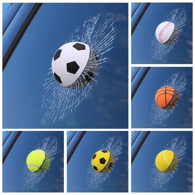 3D Broken Glass Football Car Sticker Hover Image