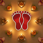 DropKart | ✨ Lakshmi Charan MDF Design | Set of 2 — Auspicious MDF Religious Footprint Decor Set