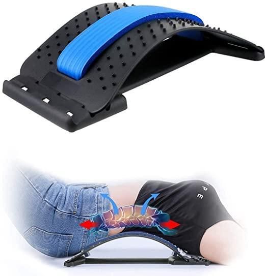 Multi-Level Back Stretcher Posture Corrector Device for Back Pain Relief with Back Support Mate Magic Back Stretching Massage (Blue) Hover Image