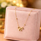 DropKart | Women's Elegant Gold Bow Pendant Necklace