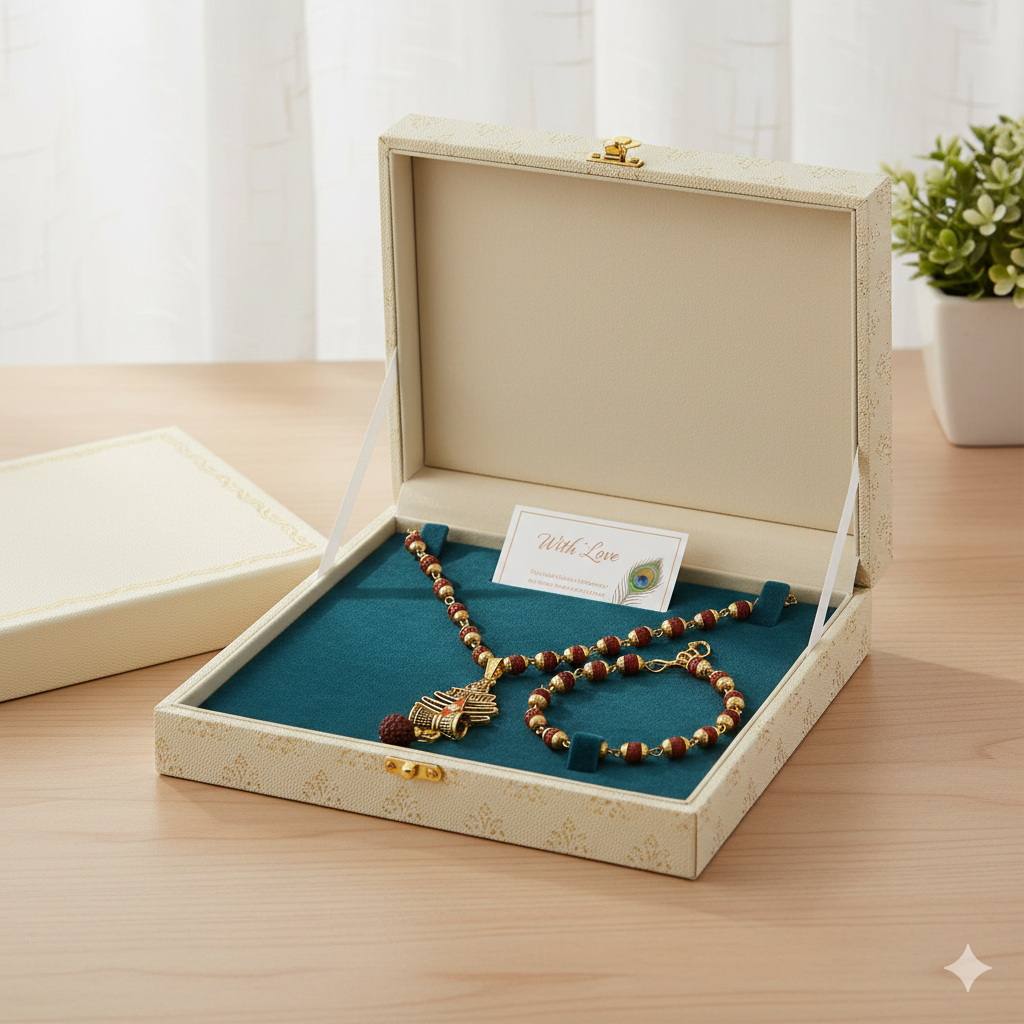 DropKart | Mahakal Trishul Pendant with Rudraksha Mala & Bracelet Combo