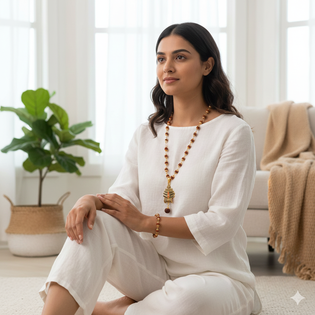 DropKart | Mahakal Trishul Pendant with Rudraksha Mala & Bracelet Combo