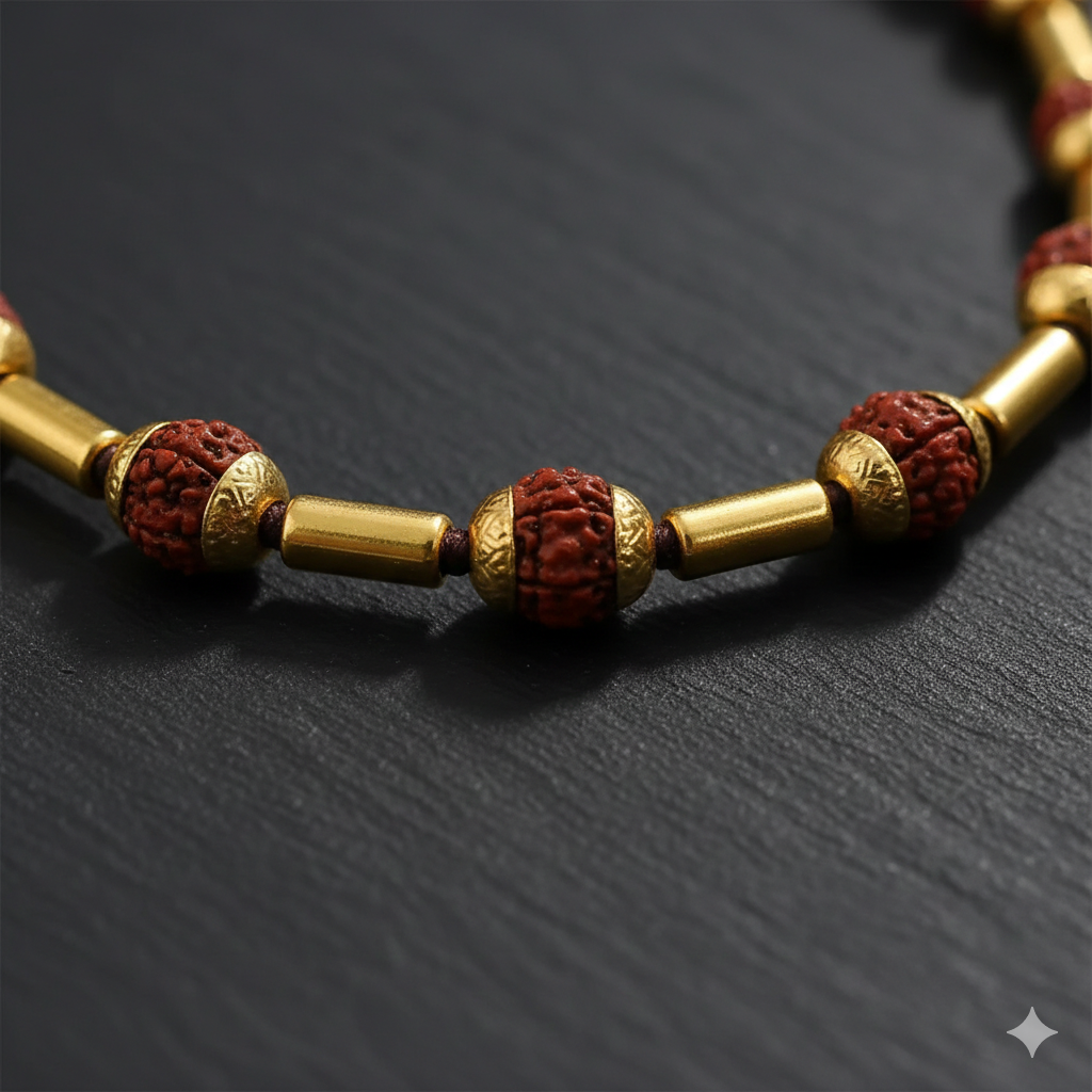 DropKart | Hanuman Pendant Gold Plated & Rudraksha Bead Mala