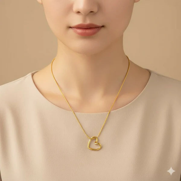 DropKart | ✨ Elegant Gold Heart Pendant Necklace for Women — Minimalist Love Charm Jewelry