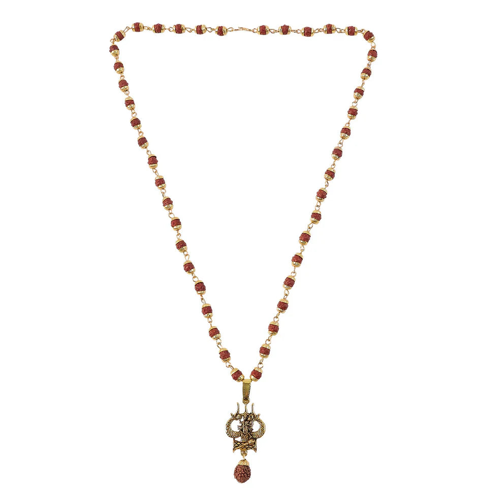 DropKart | Divine Lord Hanuman Trishul Pendant with Rudraksha Mala
