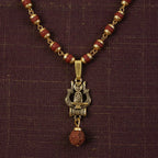 DropKart | Trishul Shivling Gold Pendant & Rudraksha Mala