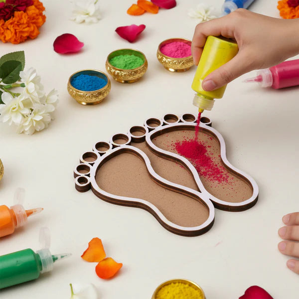 DropKart | ✨ Lakshmi Charan MDF Design | Set of 2 — Auspicious MDF Religious Footprint Decor Set